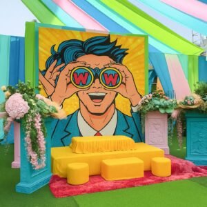 Groom’s haldi event backdrop