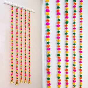 Multicolour pom pom hangings (5ft long ,10 pcs per pack))