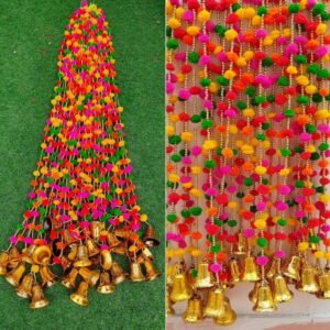 Multicolour pom pom hangings (5ft long ,10 pcs per pack))