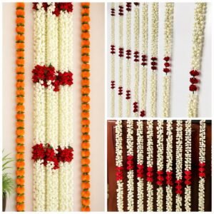 Artificial Mogra Rose Hangings (Pack of 10  , 6 ft long )