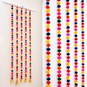 Multicolour pom pom hangings (5ft long ,10 pcs per pack))