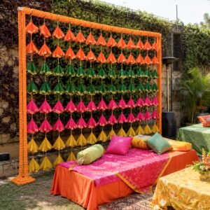 Multicolor Net Fabric Tassel Hangings (6ft Long, Pack of 10 hangings)
