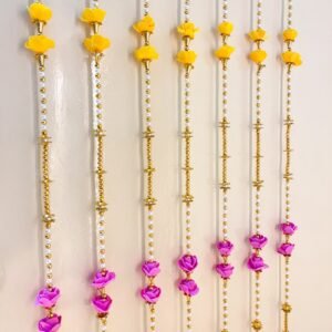 Foam flower hangings with beads and bells (Pack of 10, 4.5 ft long)