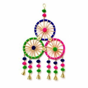 Gota dream catcher hangings with pom poms and bells (Pack of 5)